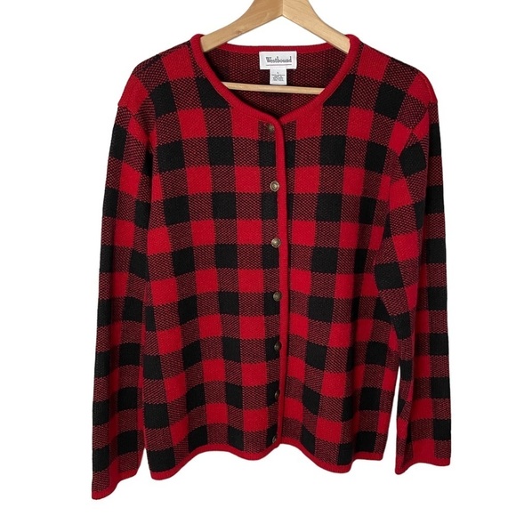 Westbound Vintage Women’s Ref Plaid Button Front Sweater Size L - Picture 1 of 4